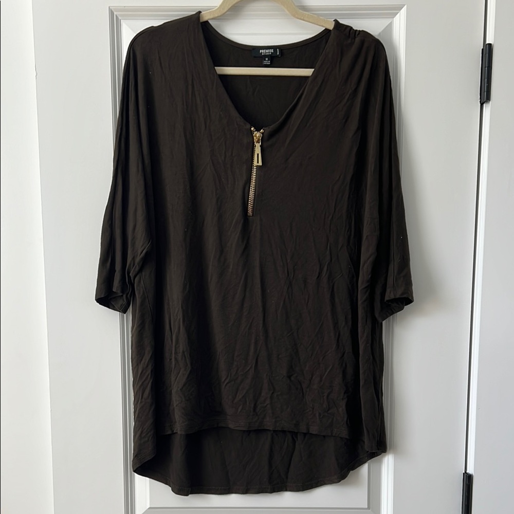 Dark Olive Green High Low Tunic with Relaxed Fit